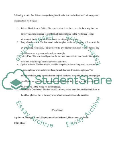 Sexual Harassment at the Workplace