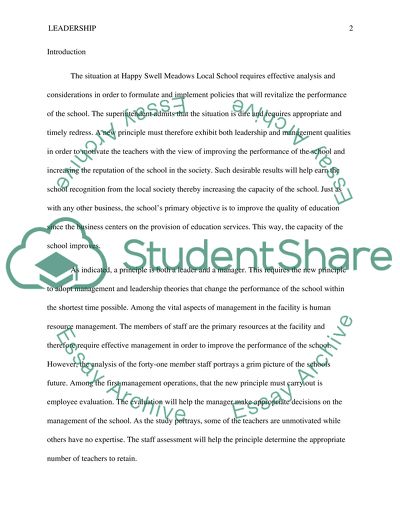 Leadership at Happy Swell Meadows Local School