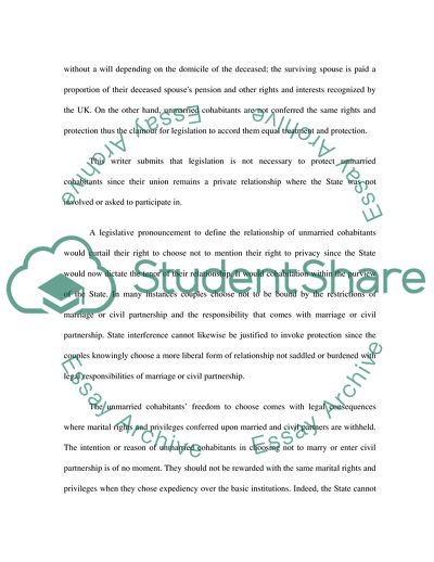 The Protection of Unmarried Cohabitants