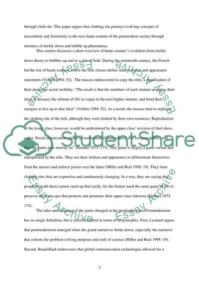 Fashioned Gender through Cloth Rite: the New Haute Couture of the Postmodern Society