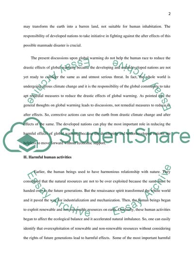 Harmful Human Activities on Global Warming