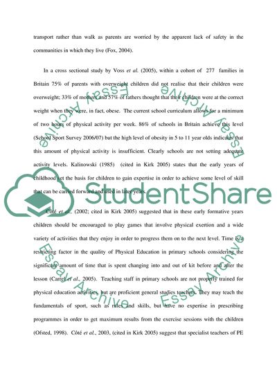 Health in the UK - The Solution for Obesity for Children