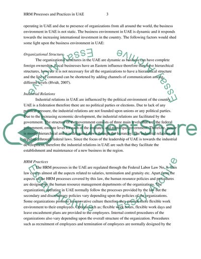 HRM Processes and Practices in UAE