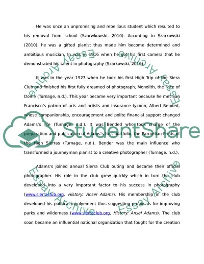 Ansel Adams as a Well-Known Photographer and Environmentalist