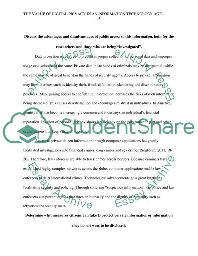 The Value of Digital Privacy in an Information Technology Age