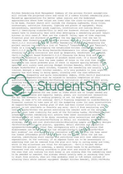 Kitchen Remodeling Risk Management