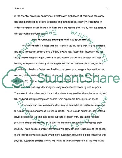 Psychological Effects of Hardiness on Sport Injury