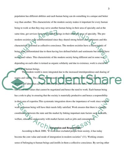 Why does work matter for modern societies