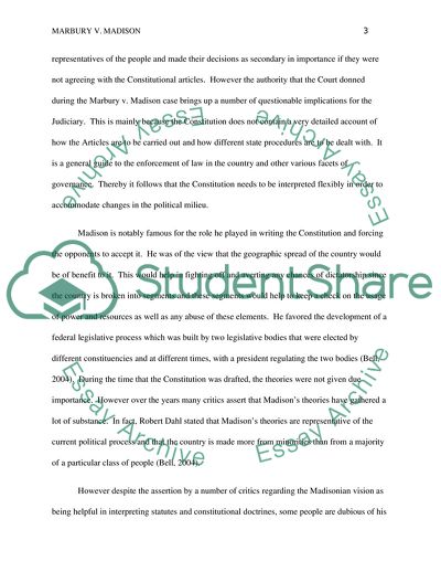 Marbury v. Madison, the Madisonian Vision, and the Supremacy Clause