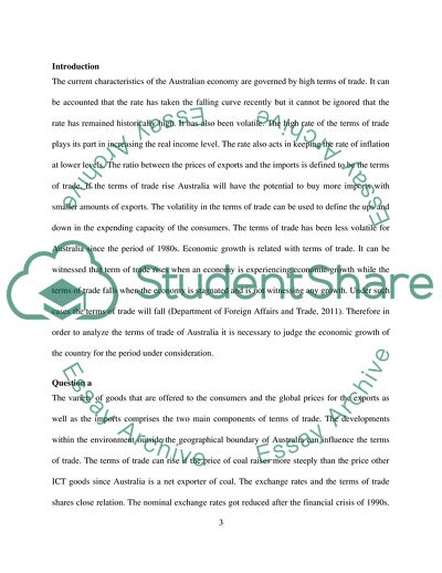 The Reasons behind the Movements in Terms of Trade for Australia