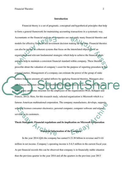 Financial Regulations and Its Implication on Microsoft Corporation