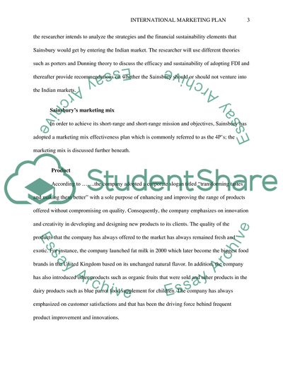 International Promotion Plan: Sainsbury Entering the Asian Market