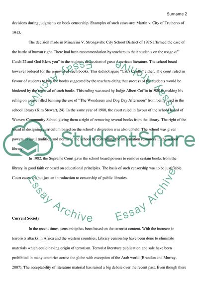 Censorship of Books in Schools and Public Libraries