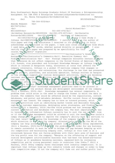 INFOSYS: MEETING THE KNOWLEDGE case