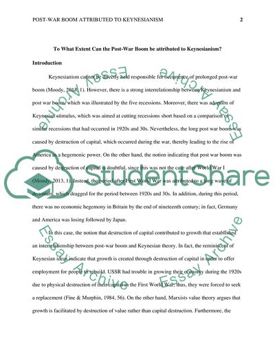 To What Extent Can the Post-war Boom Be Attributed to Keynesianism