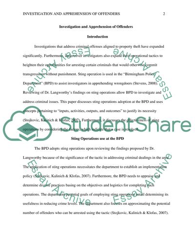 Investigation and Apprehension of Offenders