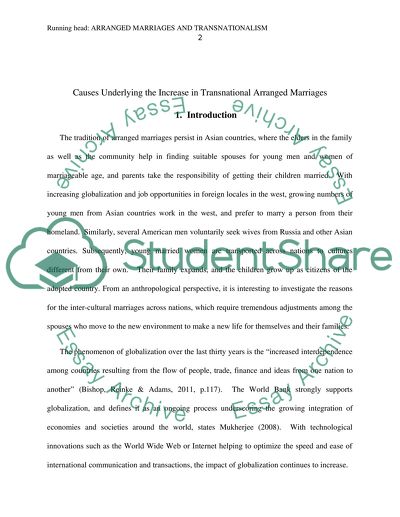 Causes Underlying the Increase in Transnational Arranged Marriages