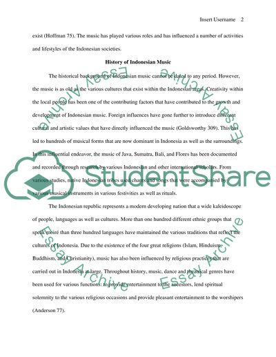World Culture Music Research Paper. Indonesian Music