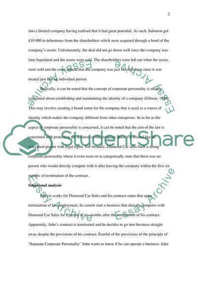 The Concept of Separate Corporate Personality