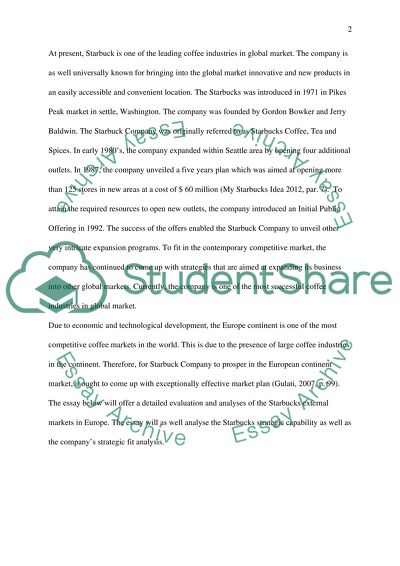 Strategic Management - Analysis of Starbucks External Environment