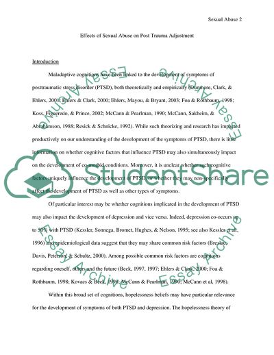 Effects of Sexual Abuse on Post Trauma Adjustment