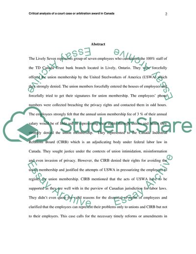 A Court Case or Arbitration Award in Canada