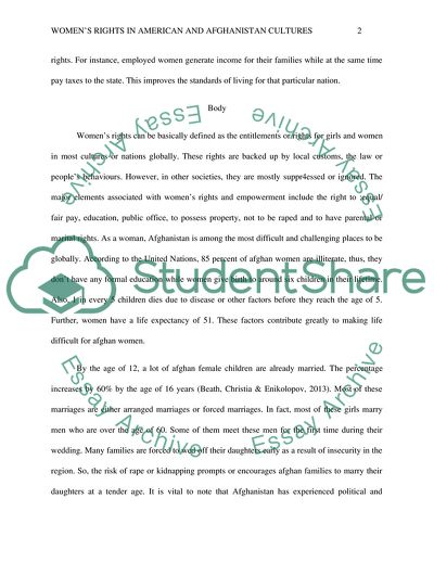 Womens Rights in American and Afghanistan Cultures