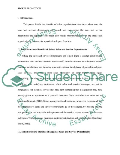 Sports Promotion and Sales Management