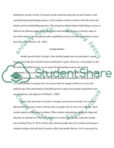 Background of Role of Body in Sports