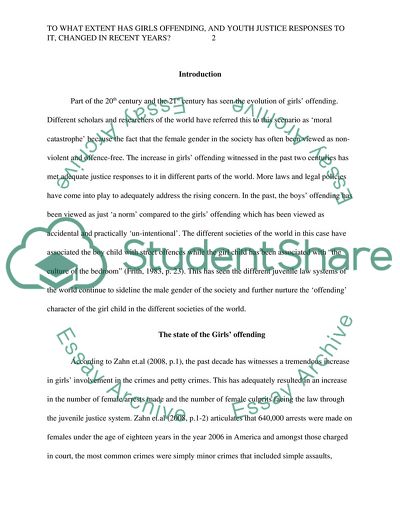 To What Extent has Girls Offending and Youth Justice Responses to it, Changed in Recent Years