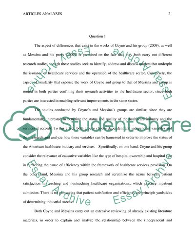 Coyne and Messina Articles Analysis