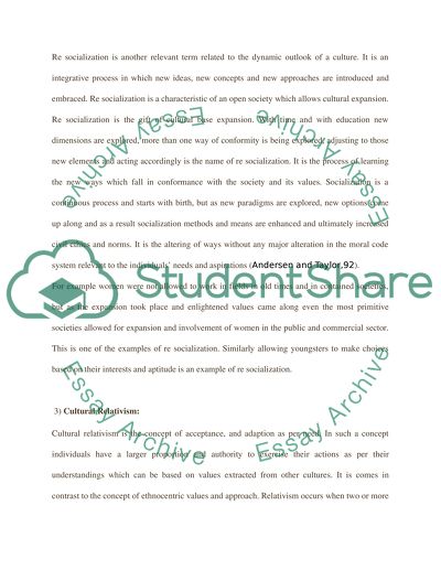 Cultural Lag,Re-socialization,Cultural Relativism