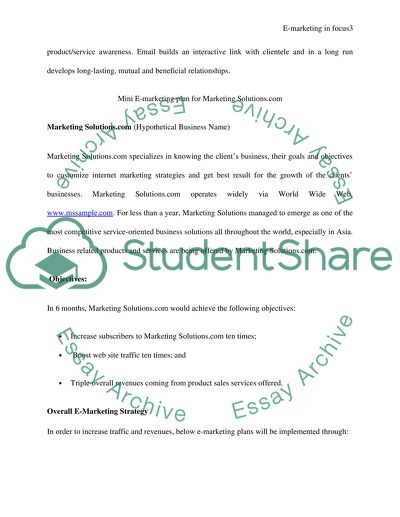 E-marketing in Focus