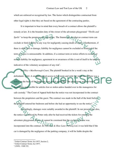 Contract Law and Tort Law of the UK