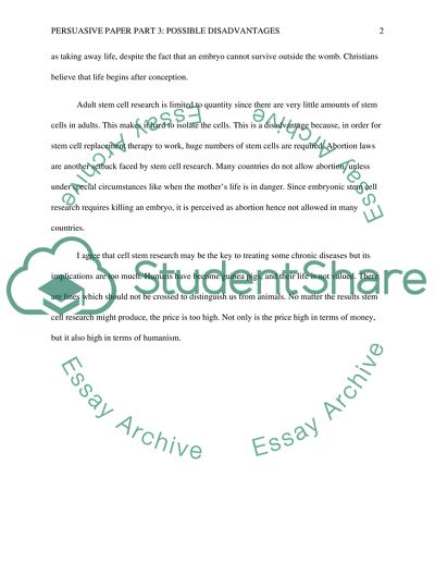 Persuasive Paper Part 3: Possible Disadvantages, Answers, with Visuals