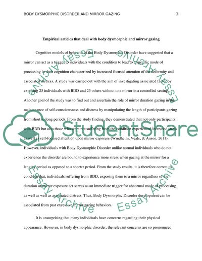 Body Dysmorphic Disorder and Mirror Gazing