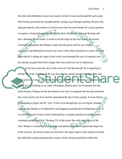 An Aspect of Early 20th century in Gerard Manley Hopkins, The Wreck of the Deutschland