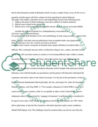 Ethical Issues Of Resuscitation: Islamic Perspective