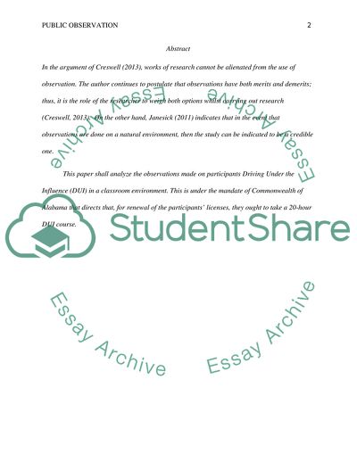 Observation of the Behavioral Traits of the Participants