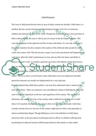 child protection reflective essay