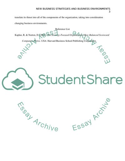 New Business Strategies and Business Environments