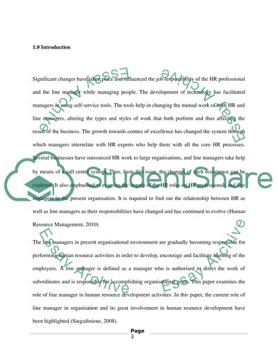 The Role of the Line Manager in the Organization