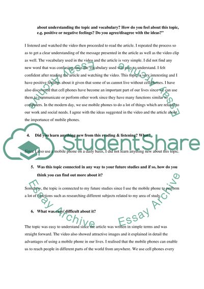 Mobile telephone ( listening and reading, with vocabulary )