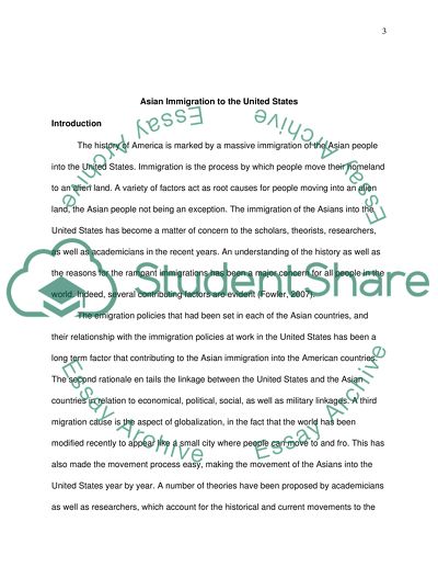 Asian Immigration to the United States