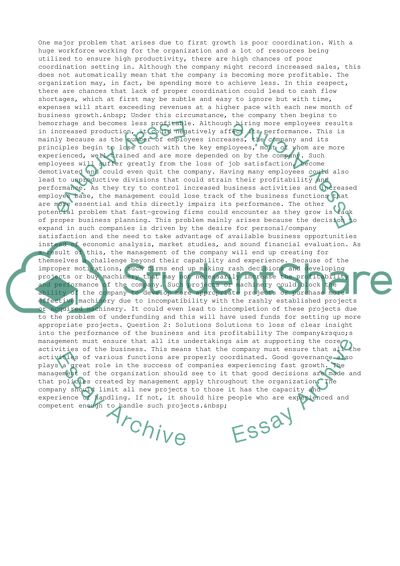 Potential Problems to Fast-Growing Firms