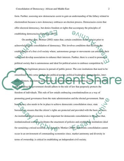 The Consolidation of Democracy in Africa and the Middle East