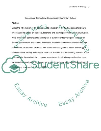 Computer in Elementary School