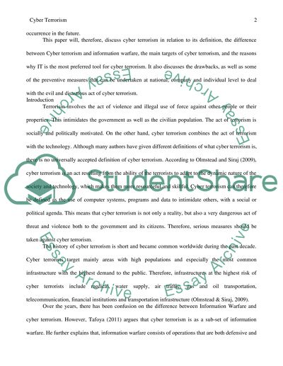 Cyber Terrorisum Past Present and Future