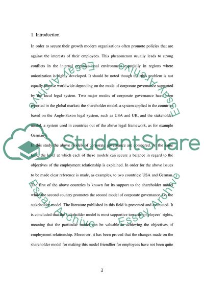 Shareholder and Stakeholder Models of Corporate Governance