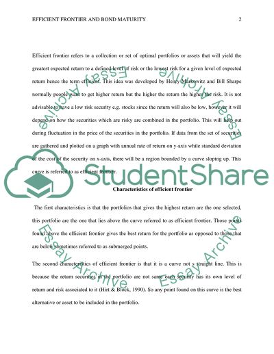 Efficient Frontier and Bond Maturity
